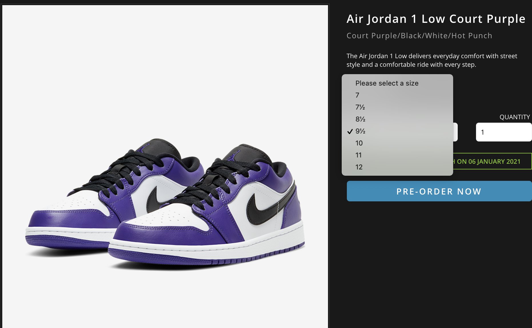 jordan 1 court purple pre order