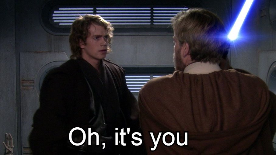 vadersanakin's tweet photo. *the council sends anakin and obi wan to the important missions*

anakin &amp; obi wan with their one shared brain cell: https://t.co/yIXNELuo52