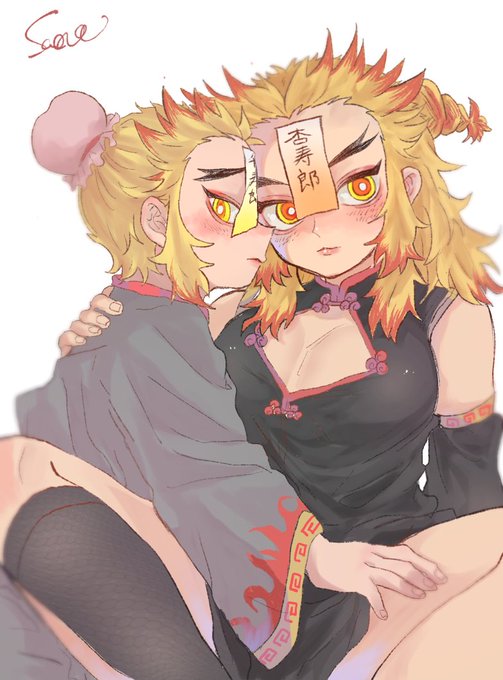 ちｬなﾁｬ‼️さんがTwitterに投稿した煉獄杏寿郎(鬼滅の刃)のイラスト。