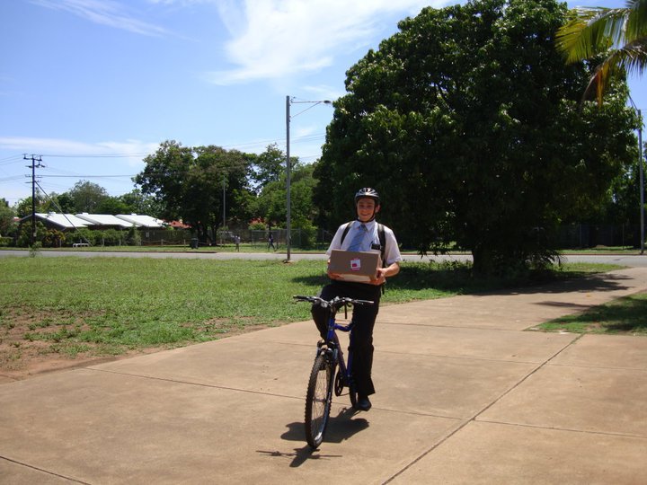 I served in some of the craziest areas and conditions imaginable. In Alice Springs we drove trucks because each weekend we would go camping "out bush" with the aboriginal people. In Katherine, it's pretty much 90 degrees year round and 100% humidity, and we rode bikes...