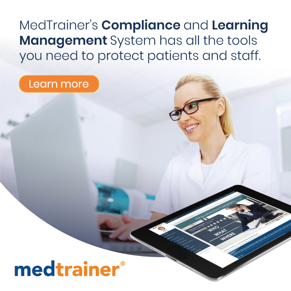The MedTrainer Library includes OSHA, HIPAA, CMS, AAAHC, Infection Control, and more. Schedule a demo today: ow.ly/f5sX50D1C5F

#healthcaretraining #healthcarelearning #healthcarecompliance