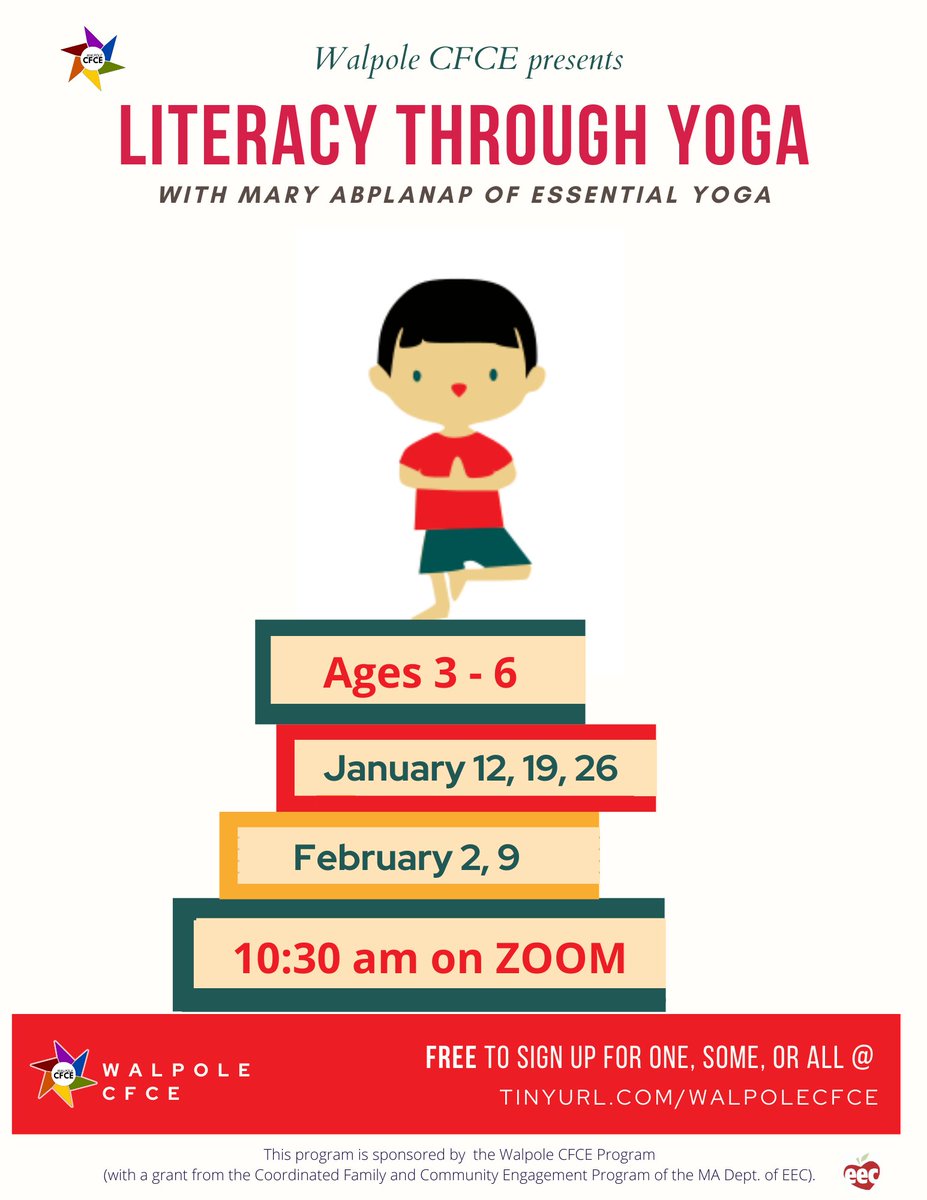 CfceWalpole's tweet image. Walpole Coordinated Family &amp;amp; Community Engagement is able to  provide free programming for families in Walpole, Medfield, Medway, Millis, Dover &amp;amp; Sherborn through a MA state grant. Join us for some or all sessions! Sign up to receive the Zoom link: tinyurl.com/WalpoleCFCE