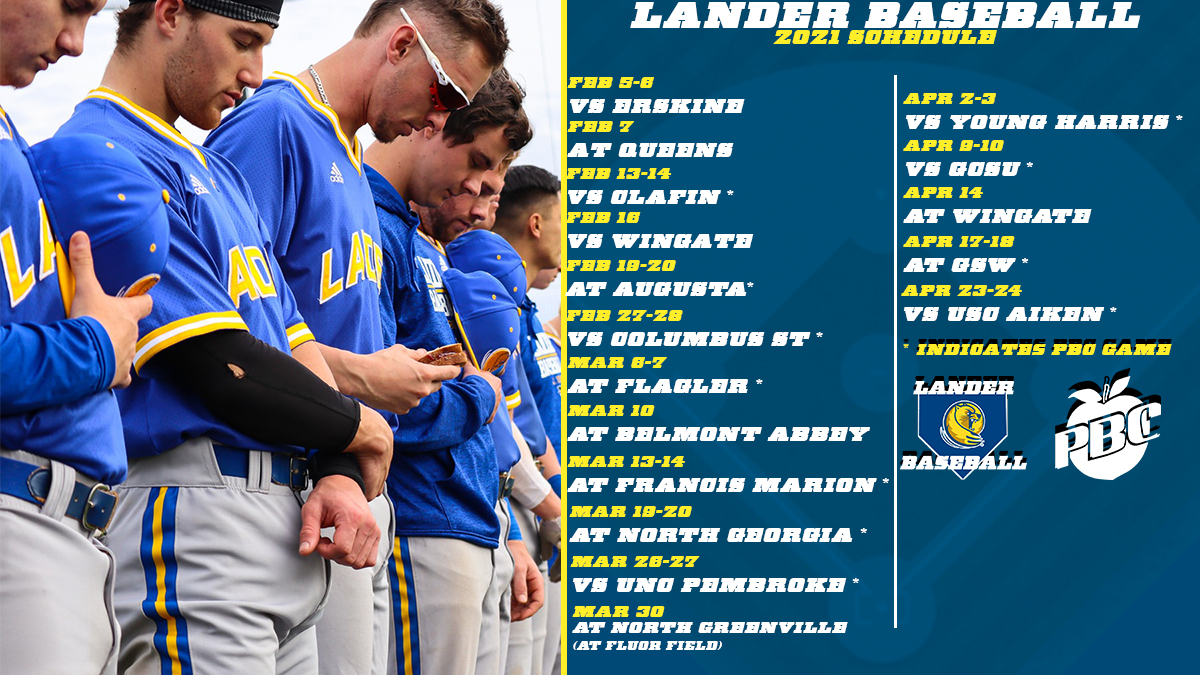 LanderAthletics's tweet image. Time to get excited! The @LanderBaseball 2️⃣0️⃣2️⃣1️⃣ schedule is in! 🔵🟡 #clawsup 

landerbearcats.com/sports/bsb/202…