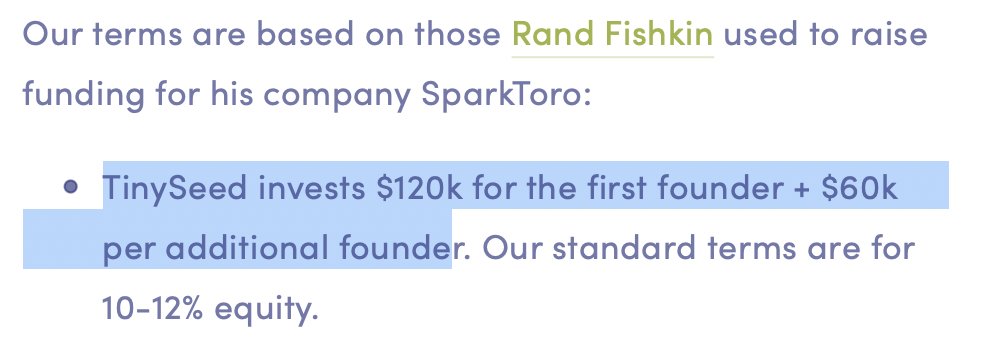 2.  The moneySo TinySeed's terms are clear about this.But with the money, actually comes two things:1) You get money to invest in your company and/or pay yourself a bit more.2) You can actually make long term decision, without fearing bankruptcy every day.