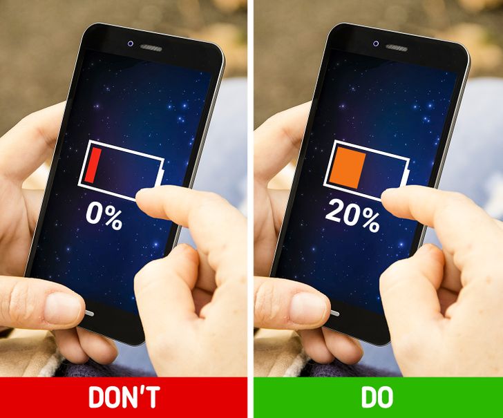7. Charge your smartphone before the battery dies completely.There’s nothing wrong with your phone being at 0% battery, but if it happens a lot, then your phone will serve you for a much shorter time. Every single smartphone has a certain amount of charge cycles. That’s when...