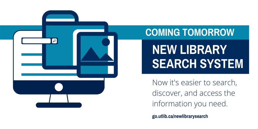 uoftlibraries's tweet photo. 📢 COMING TOMORROW 
The #UofT Libraries search system is getting a major upgrade tomorrow! 😃 Navigate our resources with ease through LibrarySearch: https://t.co/Bl2teUbEy4 https://t.co/GTdvDsajoD