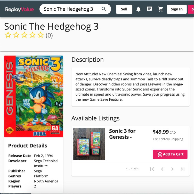 getreplayvalue's tweet photo. Sonic 3 &amp; Knuckles was a really impressive. A game so big it needed to be split into two separate cartridges containing standalone games that could be joined to play the complete game using the expansion slot on Sonic &amp; Knuckles. #gaming #RETROGAMING #genesis #SonicTheHedgehog https://t.co/W7ijFnRYfY
