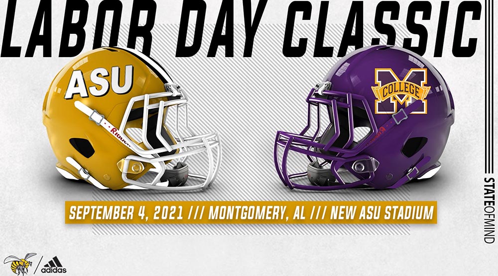 BamaStateFB's tweet photo. Labor Day Classic announced

The @GoldenBearsofMC will travel to Montgomery in early September

#STATEofMind 

📔 x https://t.co/LUwkW7m2Rf https://t.co/XJSpnR3Yca