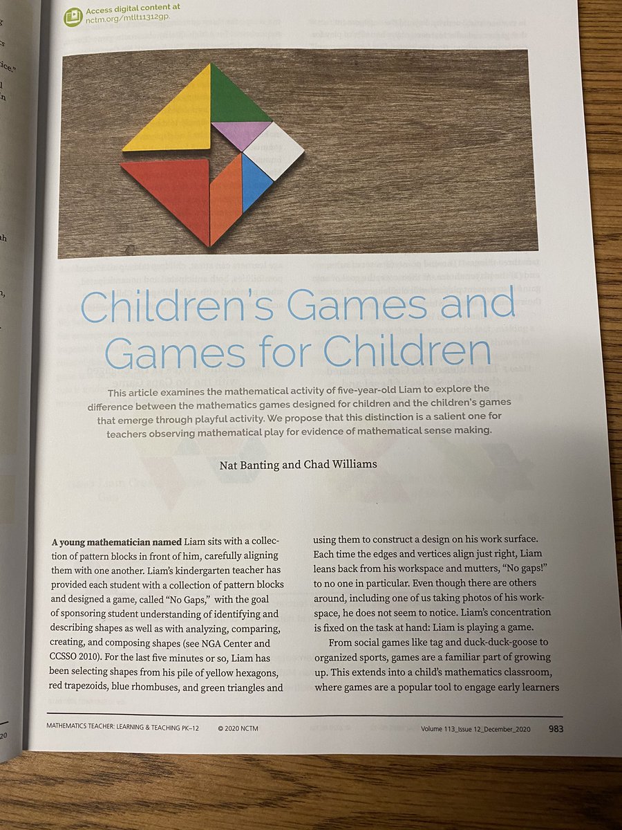 MathProjects's tweet photo. Reading an article by @NatBanting in @NCTM Mathematics Teacher. https://t.co/P8Ud0B1KDr