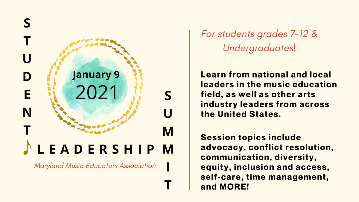 We're proud to support @MMEA_Maryland as they host their inaugural Student Leadership Summit THIS SATURDAY! Register here: mmea-maryland.org/2021-student-l…