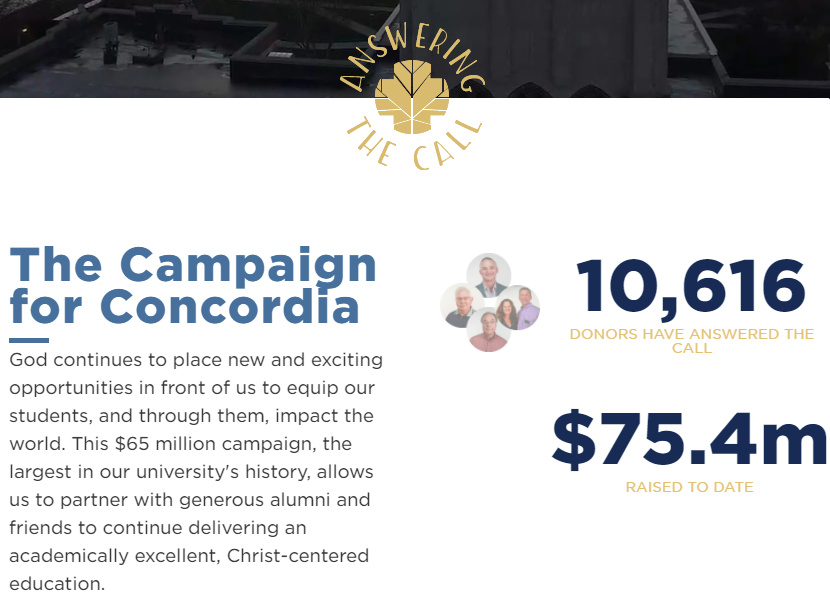 KurthBrashear's tweet photo. Last month, @CUNE's Answering The Call surpassed $75M thanks to 10,600+ generous @CUNEAlumni and supporters. God's provision through these faithful stewards is amazing! Will you #AnswerTheCall and partner in #OurPromises? https://t.co/lp3DpzlcGo #LCMS #LuthEd #ChristianHigherEd https://t.co/SbOsFtznUo