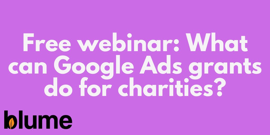 Blume_Life's tweet image. If your #charity wants free Google ads, join us on January 13 at 10am to learn about what Google Ads grants can do for #charities. Blume’s #digital experts will share how to get a grant and make the most of it.
bit.ly/35fxjrq #SocEnt #Diversity #MarketingDigital