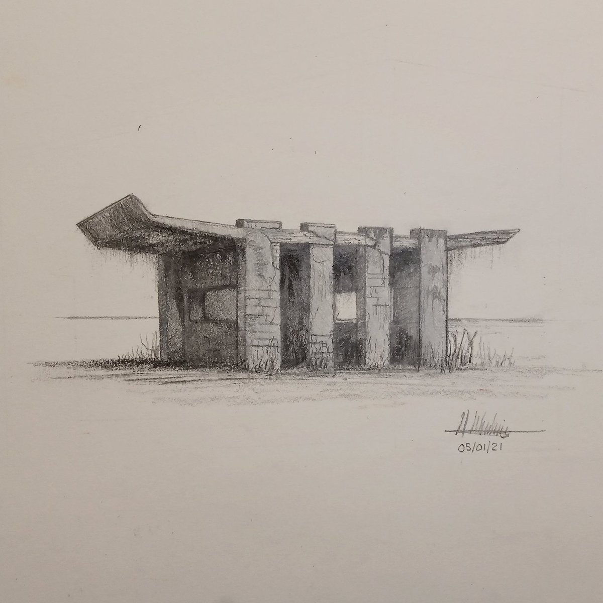 Day 5: 'SOVIET BUS STOP'
05/01/21

#art #artstudent #artist #drawing #sketch #sketchbook #tonal #tonaldrawing #pencil #charcoal #pastel #pencildrawing #contemporary #landscape #sculpture #brutalism #brutalist #brutalistarchitecture #brutalistdesign #soviet #busstop