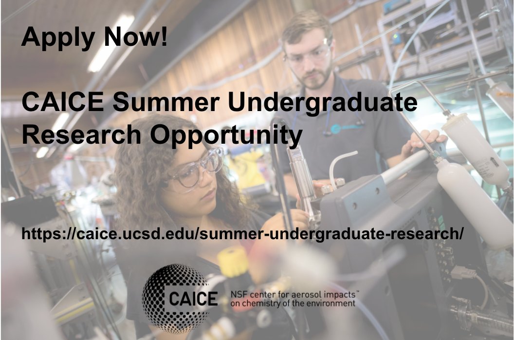 CAICECCI's tweet photo. Apply now! We are now accepting applications for the 2021 CAICE Summer Undergraduate Research Program. This is your chance to join the fantastic CAICE team, learn heaps, and get rigorous research experience. #chemistry #aerosols #undergradauteresearch
https://t.co/geGWrs7Zsz https://t.co/tJAASuCQ4q