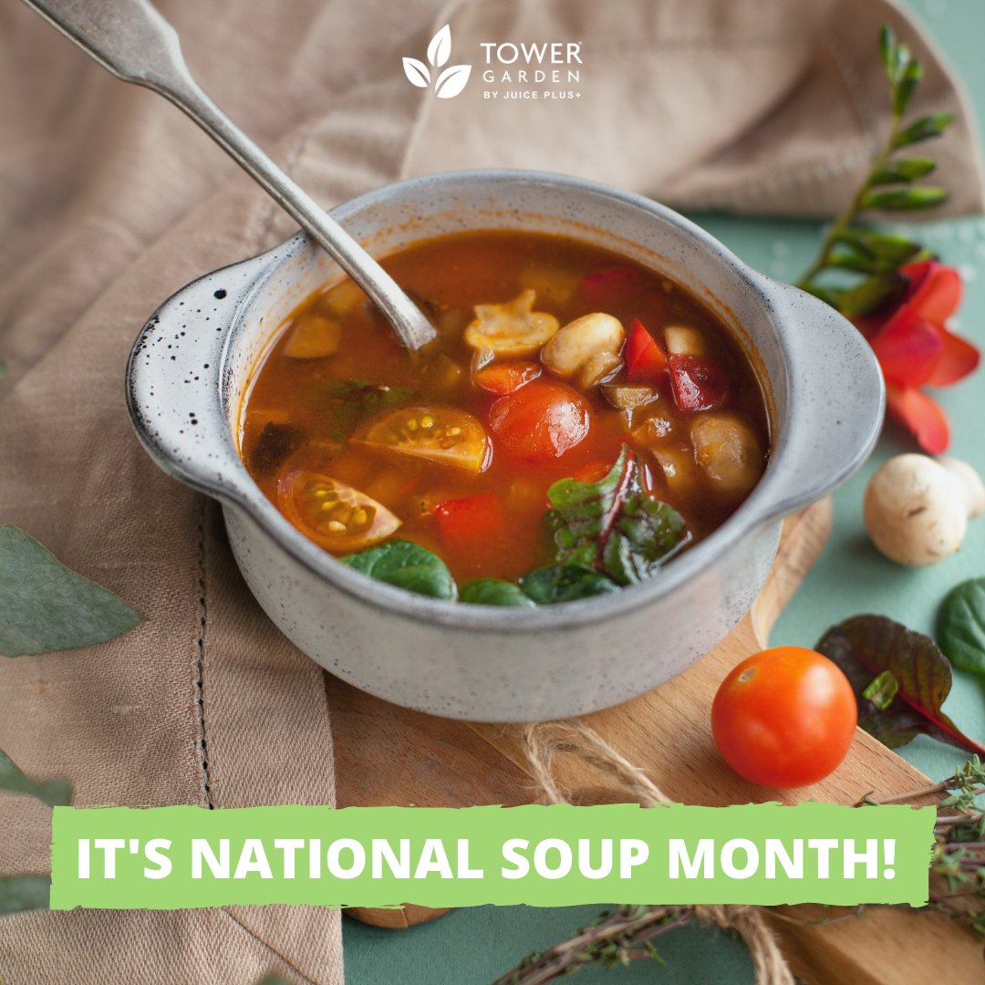TowerGarden's tweet photo. One of the best things about this season is warming up with savory soups. Celebrate National Soup Month by trying this slow cooker vegetable soup recipe using freshly picked ingredients from your Tower Garden! https://t.co/mCVNF0TE6L