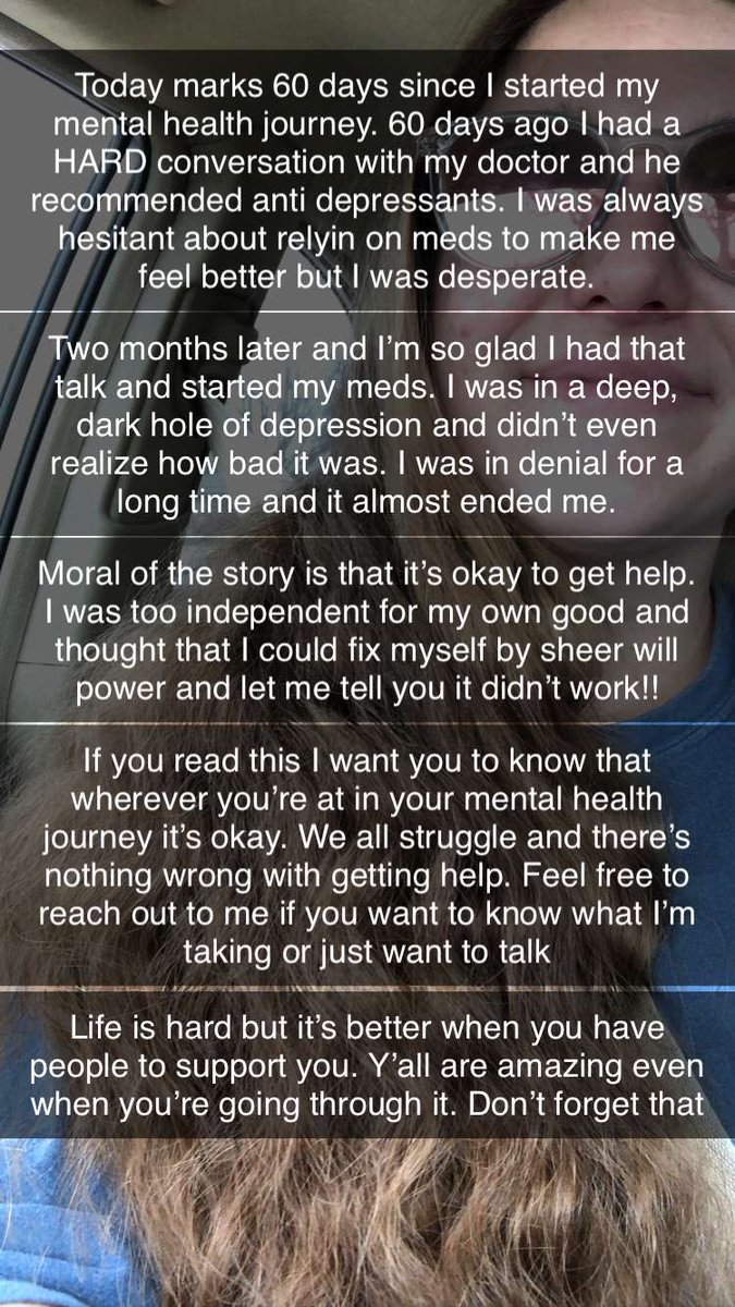 I had way more people reach out to me than expected so I wanted to share this on here as well. My DMs are open if you have an questions about my mental health journey. We all go through things and it’s okay to get help!!