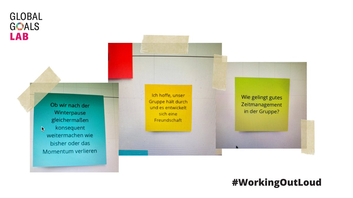 globalgoals_lab's tweet photo. Kennst du schon die #WorkingOutLoud-Methode?🧐Unsere Teilnehmenden haben sich kurz nach dem #Zukunftscamp2020 in ihren Circles zusammengefunden und arbeiten nun wöchentl. gemeinsam an ihren Zielen. Auch wenn aller Anfang schwer ist, scheinen sie sich bereits sehr wohlzufühlen🥰⬇️ https://t.co/jDh5y1gjkz