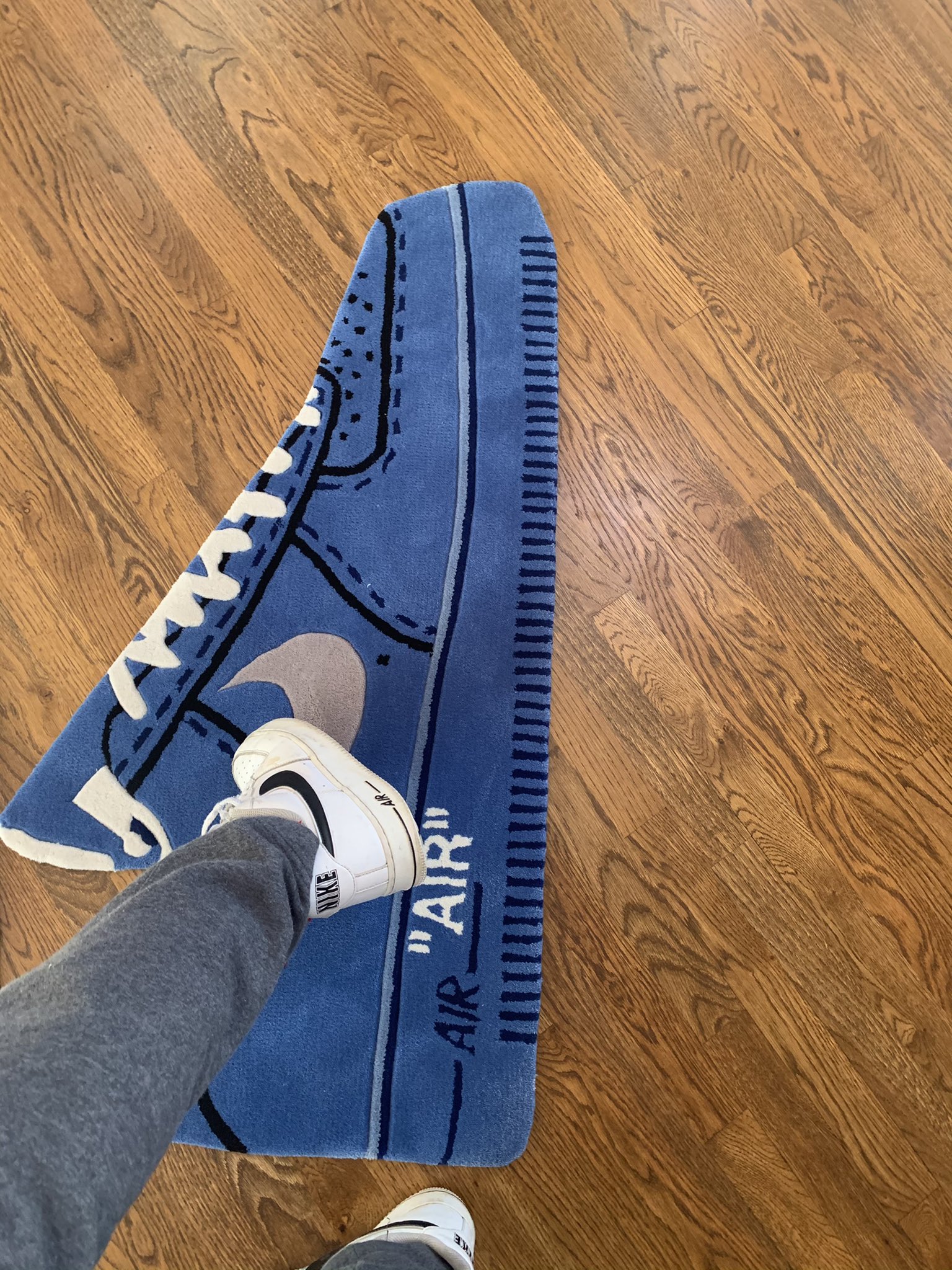 OBSIDIANS BLUE SHOE Rug , Custom Shoe , Handtufted , Sneakerhead