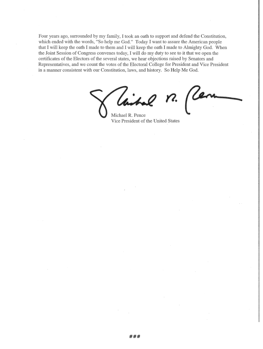 After four years in the White House of defending President Trump, Pence side steps Trump's demands to help overturn the 2020 presidential election: