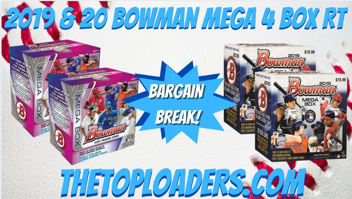 loaders_the's tweet photo. Just added a Bowman 4 Box mixer only $12.99 per spot!
It's #bargainbreak time!
⚡️2019 & 20 Bowman Mega 4 Box RT⚡️
While you're checking out this #cheapbreak - don't miss all of the other breaks we just added to the store!
https://t.co/kstoWfyiWd
#bowman @HobbyConnector https://t.co/0lJLXluyV8