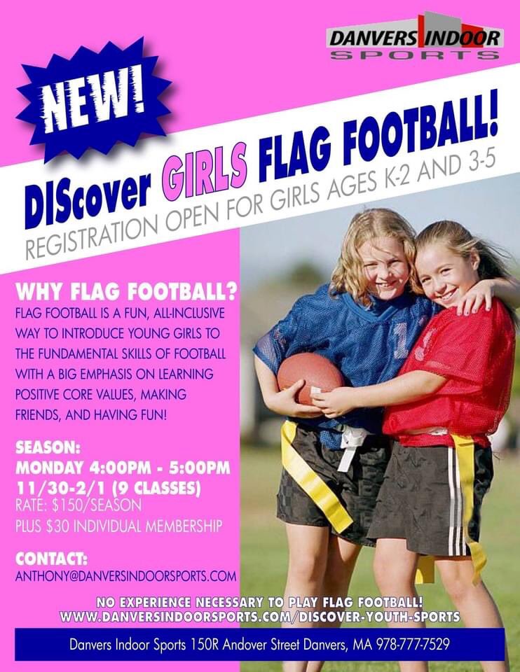 DanversIndoor's tweet photo. The DIScover Girls Flag Football participants came running into 2021 ready to play!  Interested in joining?  Sign up anytime!
https://t.co/ajH40JZjSD
#DIScoverfun https://t.co/lvfELpRib3