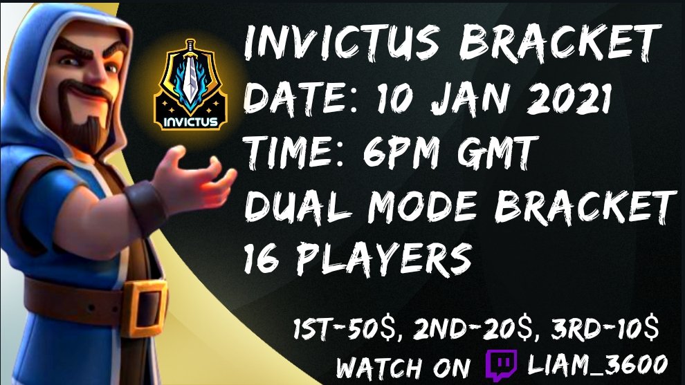 🏆80$ Invictus Bracket
🔥16 Player Dual Mode Bracket
⚡8 Qualified Players + 8 Invited Players

To be Invited👇
✅Follow Us
🔁Like &amp; Retweet
❤️Comment under this post. 8 players with the most number of likes + retweets will get a direct entry in the bracket

Ends in 2 days.