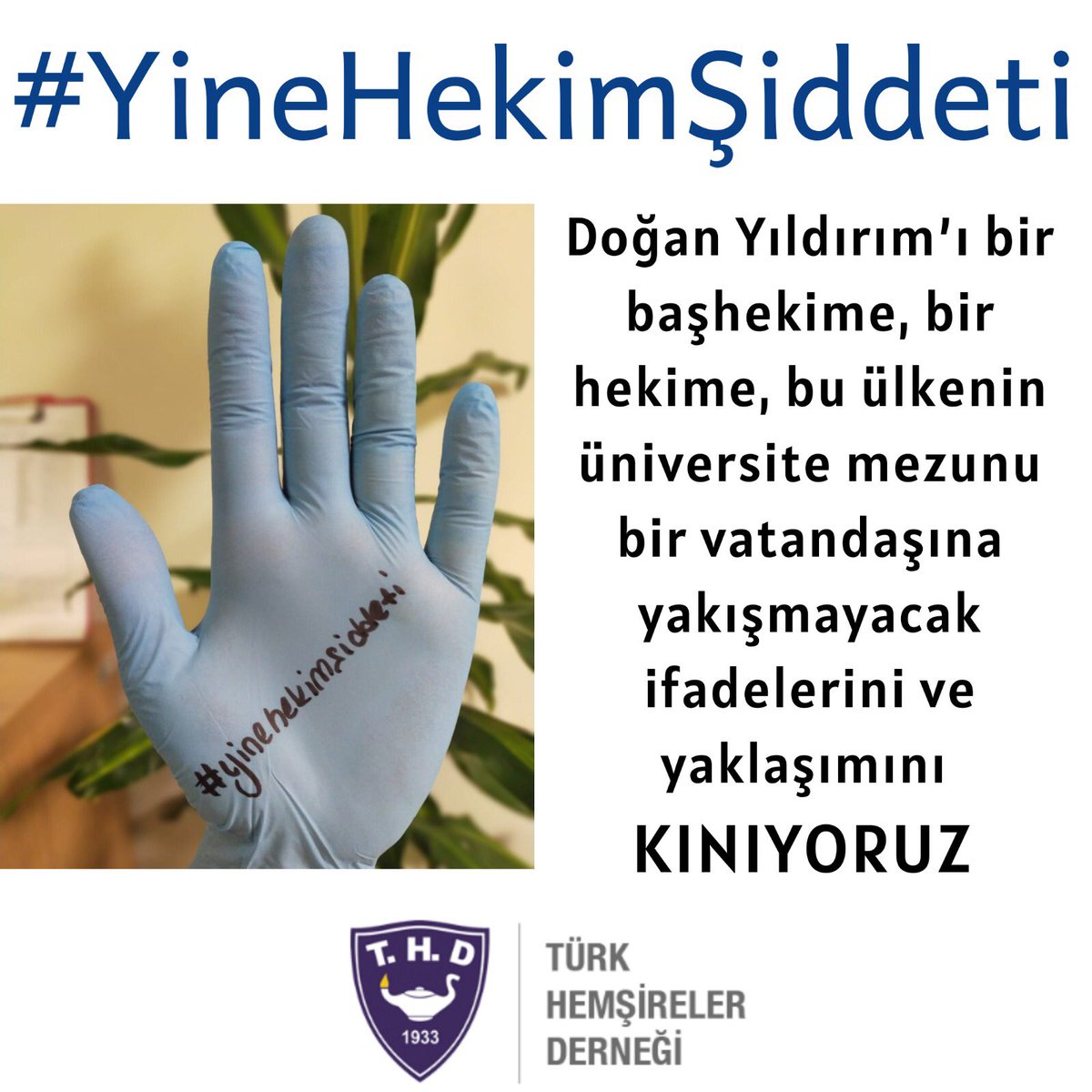 TYBHD's tweet photo. Kendi canını ortaya koyarak daha iyi sağlık hizmeti vermeye çalışan hemşirelere yönelik; sözel, fiziksel, psikolojik her türlü şiddet olaylarını kınıyoruz. #YineHekimŞiddeti @saglikbakanligi @drfahrettinkoca https://t.co/yu7pzta6r7