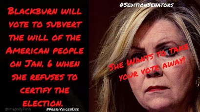 progavalanche's tweet photo. #SeditiousSenator Marsha Blackburn is up for re-election in 2024. #Tennessee must hold her accountable for betraying our democracy. #MAGAIsCancelled #ByeMitch #DemCast https://t.co/nNWP9Kll7V
