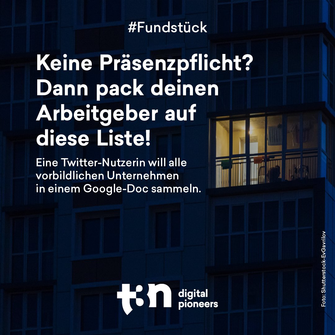 t3n's tweet photo. Trotz Corona müssen viele Berufstätige ins Büro. Eine Twitter-Nutzerin macht das fassungslos. Sie will Unternehmen anhand von Positivbeispielen überzeugen, das zu ändern. Ihr Aufruf geht viral: https://t.co/eewJMT9mTj https://t.co/yhfRS1UaZZ