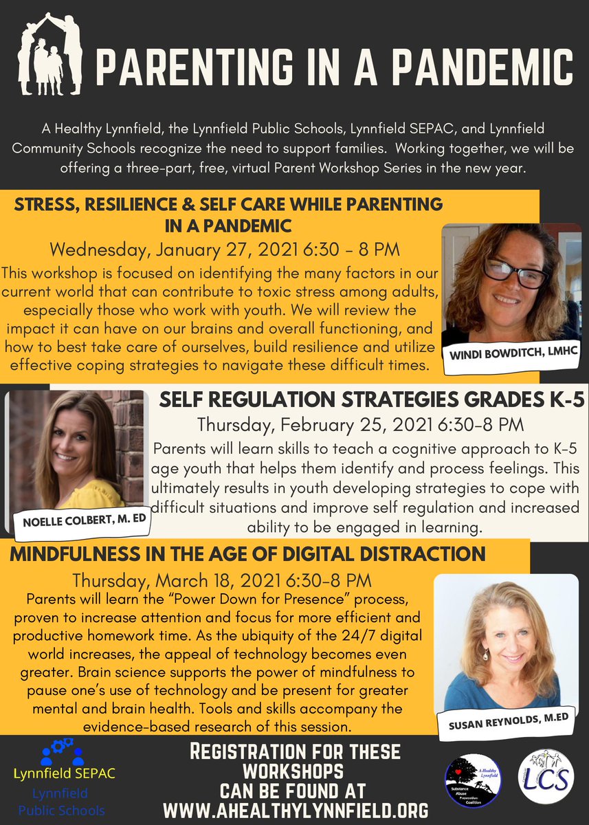 AHLynnfield's tweet photo. Upcoming workshops for our Community!  We bring to you, Together in 2021 and Parenting in the Pandemic, in collaboration with our many Community Partners. We hope to see you there! Registration link can be found here: https://t.co/gN3NJR16N0 https://t.co/vZhJHe0LLm