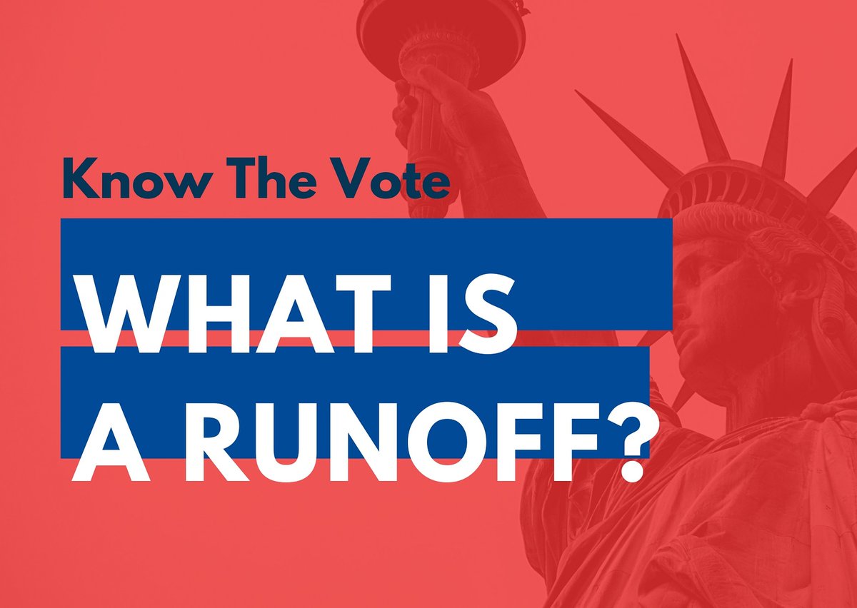 KnowTheVote1's tweet photo. What is a #runoff election? 1/3 https://t.co/UIg7ucJGwr