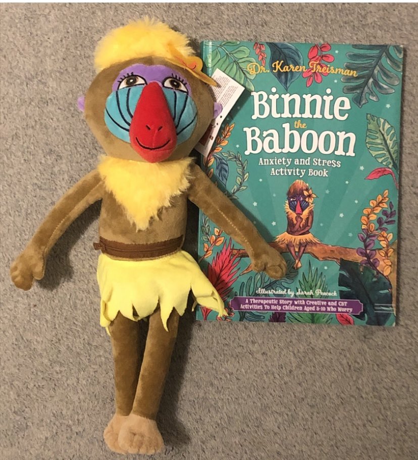 dr_treisman's tweet photo. A lot of people are emailing &amp; asking for consultations around direct tools to support worries &amp; anxieties. I have endless ideas, tools, &amp; ways of being in my Binnie the Baboon workbook. This includes an adult guide. The toy comes w 🦋 in her tummy. @Steve_JKPbooks @JKPBooks https://t.co/NIcurIcm6F