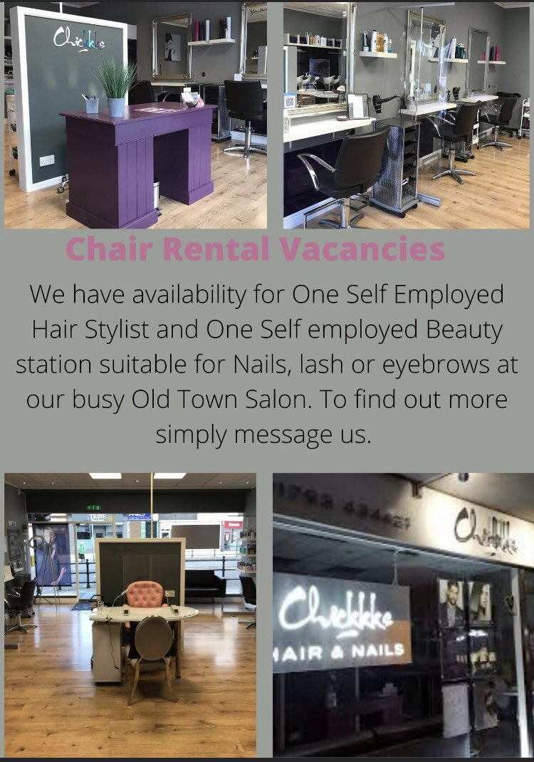 chickkkssalon's tweet photo. .....CHAIR RENTAL VACANCIES .....
We have availability for One Self Employed Hair Stylist and One Self employed Beauty station suitable for Nails, lash or eyebrows at our busy Old Town Salon. To find out more simply message us. #hairdresser #nails #lashes #eyebrows @TotalSwindon https://t.co/tJakyCW4P3