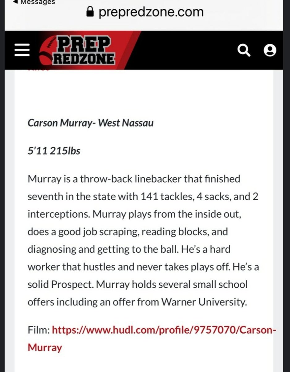 CoachButler_WN's tweet photo. Great evaluation of 2021 LB @CarsonMurray14 by @PrepRedzoneFL , some school is going to get a steal #NTNB https://t.co/QP7wgEpaI6