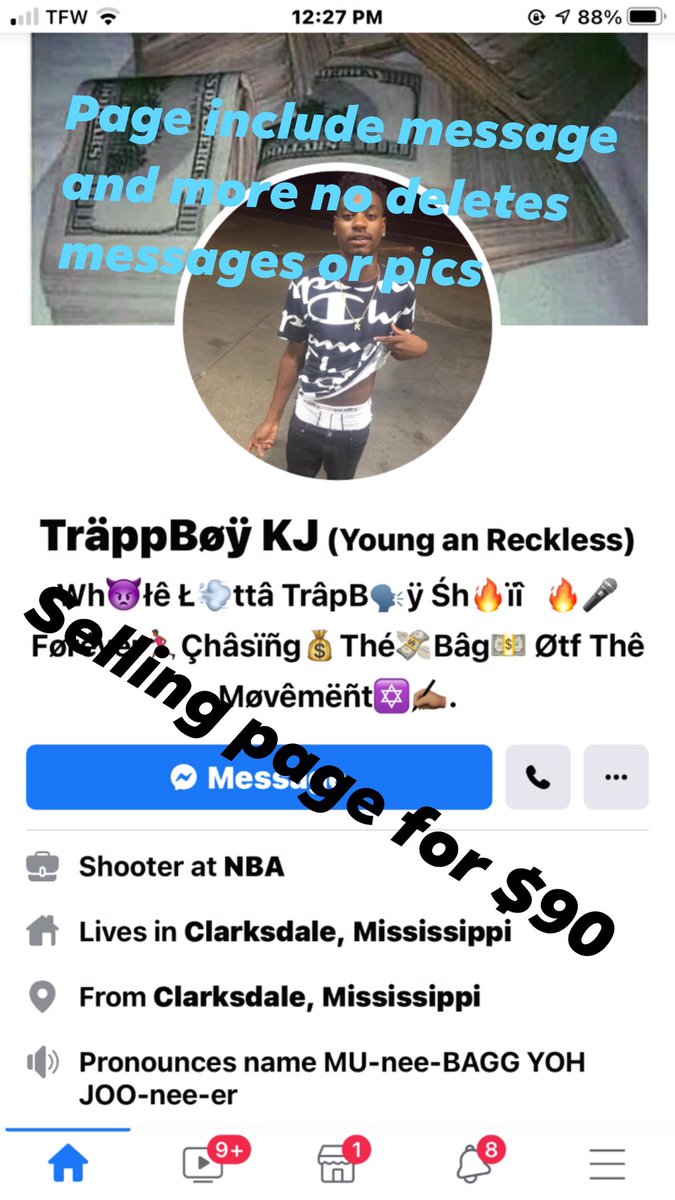 Selling page for $90 with everything on it include messages and pics🤪get at me