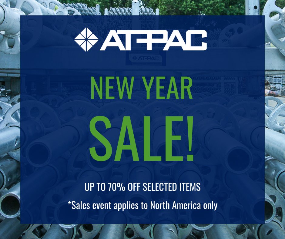ATPAC_Global's tweet photo. #Sale | AT-PAC North America branches are having a New Year Sale Event of up to 70% off select Ringlock scaffold items. Contact our sales team to learn more about the advantages of Ringlock! 
https://t.co/VxYZNQMxYT https://t.co/qUmo5GBhl7