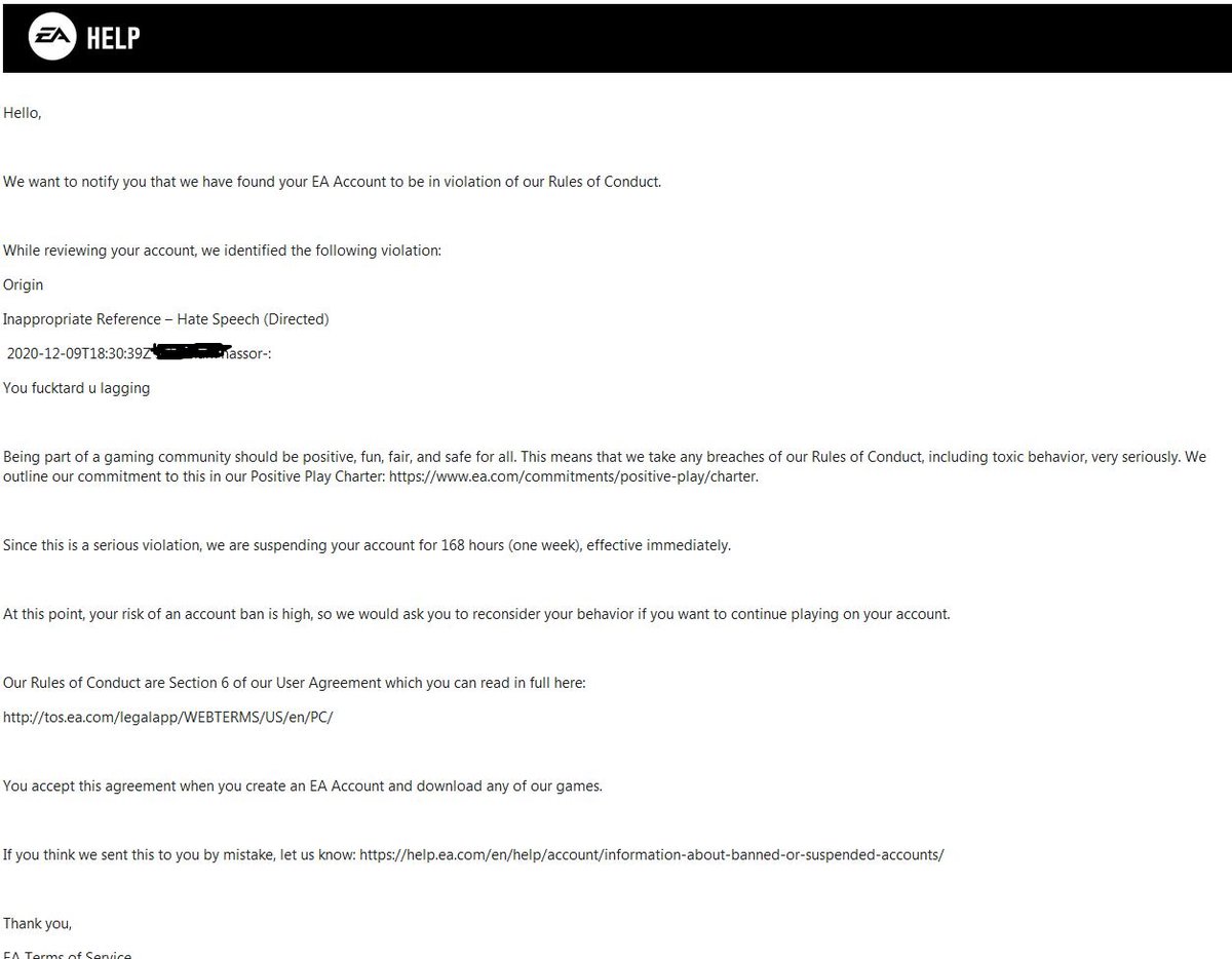 AReadMedia's tweet photo. @EAHelp Logged onto Apex today to find out I'm banned. Check my e-mail to see this... the person quoted in the chatlog is not me and it was in fact directed AT me.

Please can you reverse this insanely dumb decision so I can get back to it? https://t.co/gxW9xZYntx