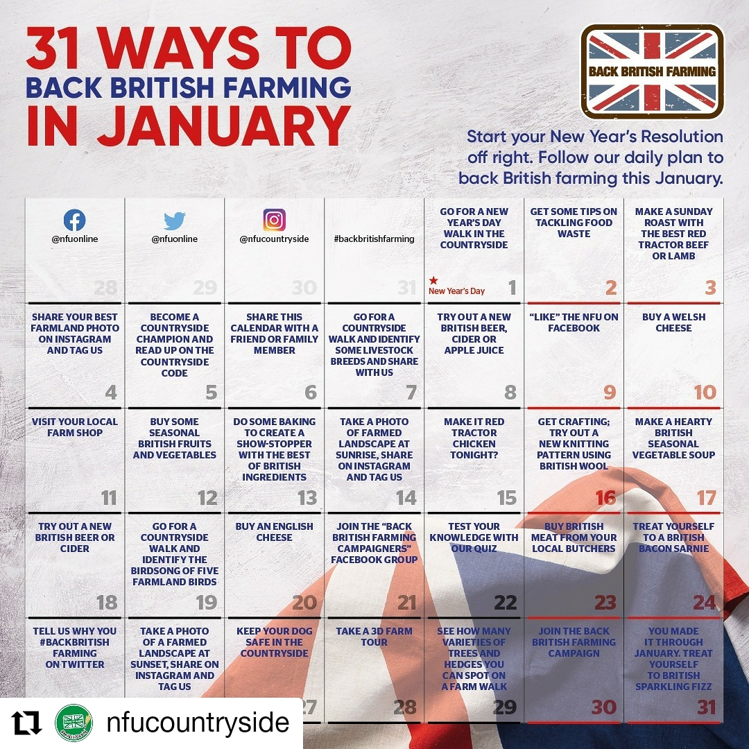 Shepherdesssoph's tweet photo. I'm sharing this calendar from @NFUCountryside, at such a crucial time what a great #newyearresolution to #backbritishfarming & #supportourfarms
Did you know #British #Beef and #Lamb is among the most sustainable in the world?! Let's spread the wordπ
#farming #WeEatBalanced https://t.co/9usCaQLkfH