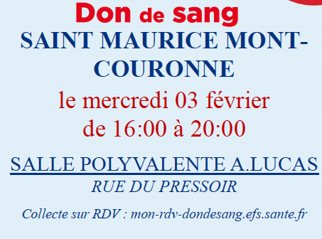 CMonteloup's tweet photo. Prochain don du sang à Saint Maurice  : https://t.co/qVTR3fNAUu https://t.co/tj39hCJsrk