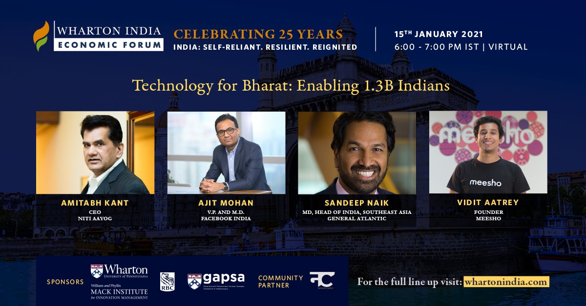 wief2021's tweet photo. Announcing a high-powered tech panel with @amitabhk87,  @secondatticus, Sandeep Naik of General Atlantic, and @viditaatrey on "Technology for Bharat: Enabling 1.3 Billion Indians."

Register at https://t.co/ZhbiDqR6Ik
Visit https://t.co/yqRBLCnaML for more details https://t.co/0eSNeZPTXY