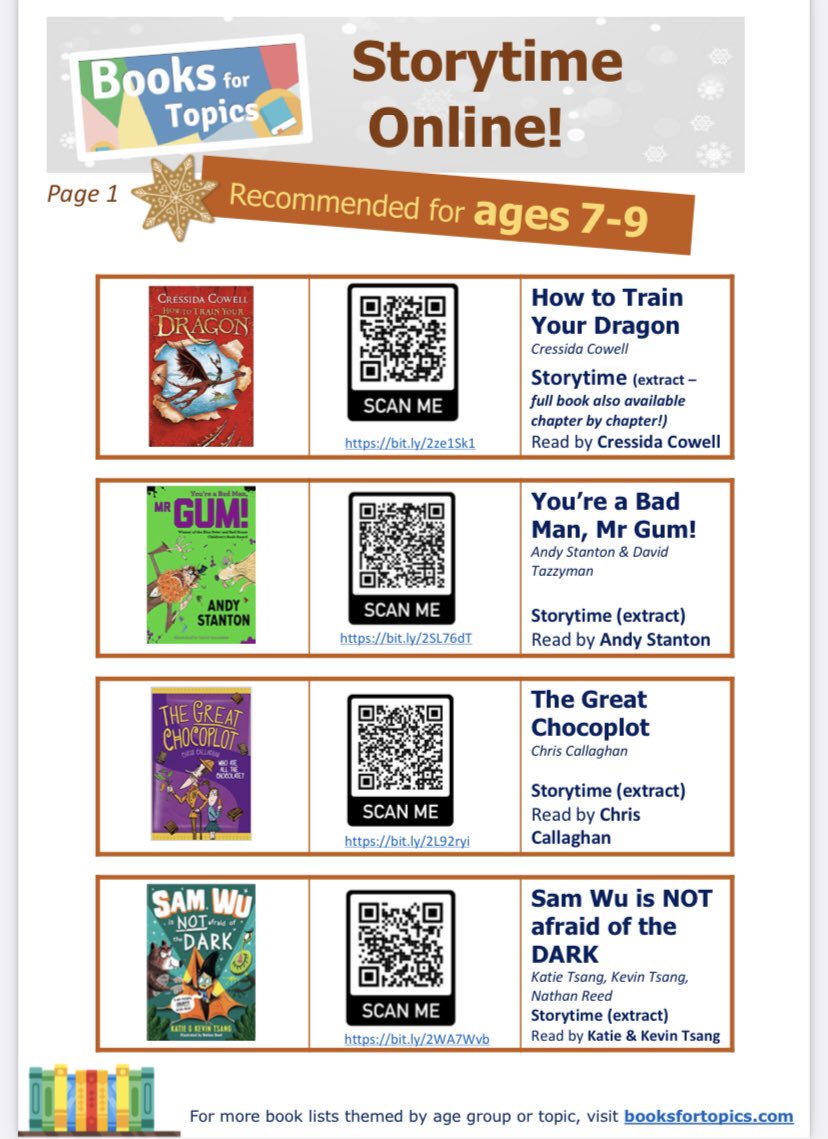 Miss Griffiths (@y4poppyfield) on Twitter photo FYI: The QR codes on this document lead to story readings on Youtube where the books are read aloud by their authors and illustrators! booksfortopics.com/storytime-onli… <a href="/FibParkAcademy/">Fibbersley Park Academy</a> FYI: The QR codes on this document lead to story readings on Youtube where the books are read aloud by their authors and illustrators! booksfortopics.com/storytime-onli… <a href="/FibParkAcademy/">Fibbersley Park Academy</a>