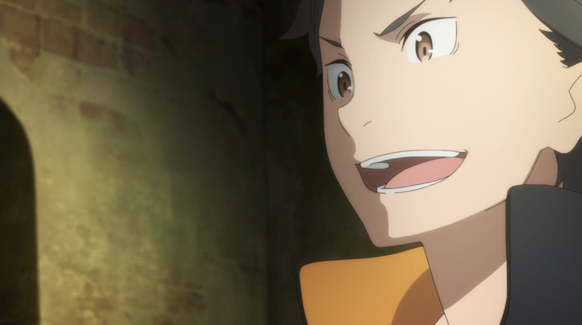 The visual direction places Roswaal below Subaru, makes him small and puts him literally inside Subaru's palm, showing how Subaru now seems on top of things.But the significant thing here is the line "This power isn't even that useful".