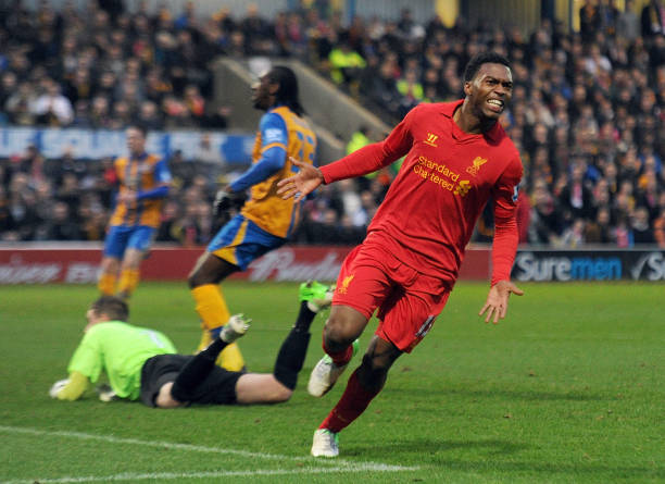 StagsOTD's tweet photo. #OnThisDay in 2013. #Stags hosted @LFC in R3 of the #FACup. An extremely proud day to be a Stag, a very narrow 2-1 defeat. The hand of @LuisSuarez9 denied us a famous replay at Anfield. @Matt10Green was on the scoresheet for #MTFC. 

@PaulCox101 #Stags #Liverpool #MTFC #LFC https://t.co/ymcC40cI5f