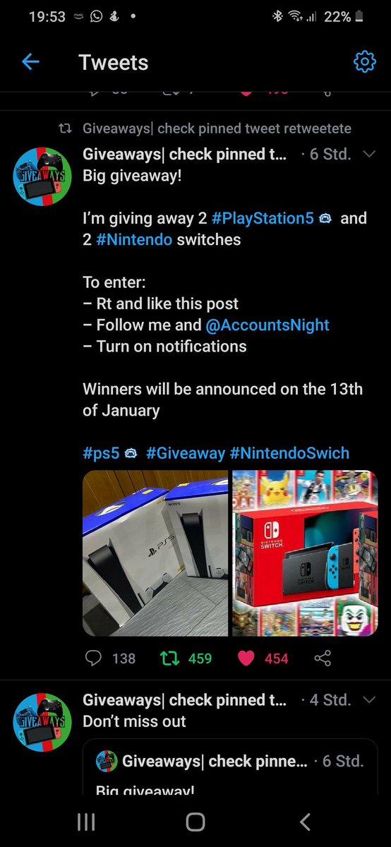 alisa104_'s tweet photo. @GamingGiver @AccountsNight Done. Fingers Crossed. Hope I get a Ps5 that would be nice https://t.co/2YLx6yQHHM
