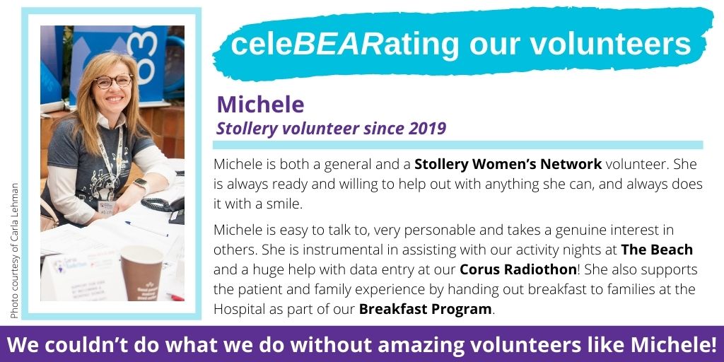 StolleryKids's tweet photo. “Volunteering with the Stollery has been so rewarding. The added benefit? The opportunity to connect with Stollery patients &amp; families, other volunteers &amp; staff. It's truly enriched my life!" - Michele, Foundation volunteer. 

Sign up to volunteer today: https://t.co/8D8qvwg2Rz https://t.co/vAICAfd9Oi