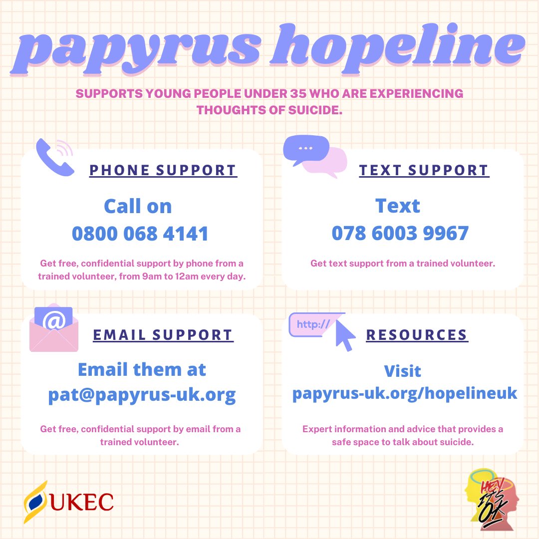 UKEC's tweet photo. If you've been feeling tired lately and feel like you need someone to talk to, know that help and support is always available.
Here are a few helplines you can contact. It’s never too late to reach out for help.
Take care and stay safe!
#HeyItsOk https://t.co/g7XUDfb4fj