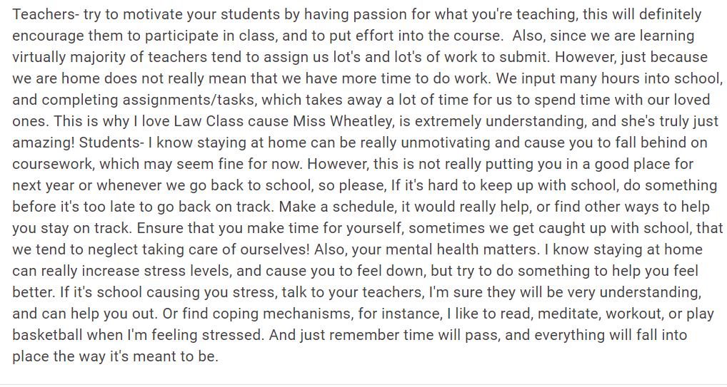 Here are some screenshots of longer responses