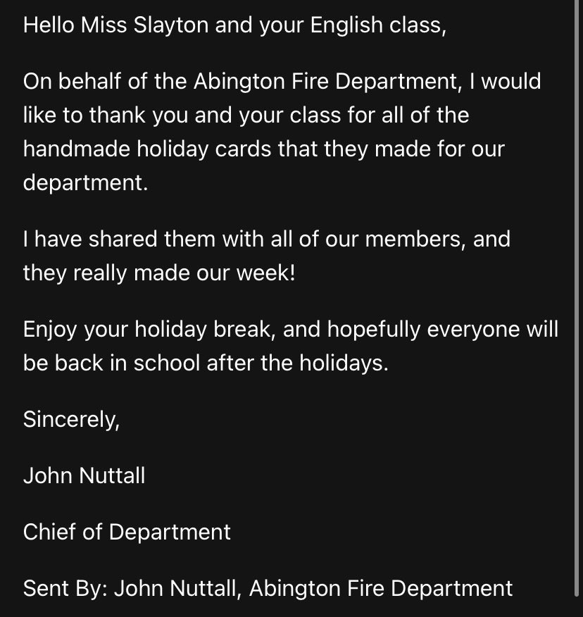 MissSlay77's tweet photo. So nice to see the results :) โ๏ธ #CauseAndEffect #AuthenticAudiences #WritingMatters #StudentsWriteToBeHeard โ๐ฝ๐จ
@AbingtonSupt @AbingtonFDPIO https://t.co/GDCIEUMjEk