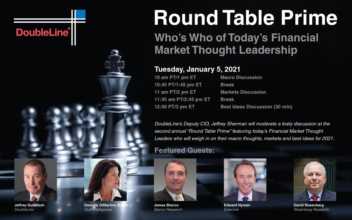 Yesterday, DoubleLine recorded its 2nd annual Round Table Prime moderated by  @DlineCap CIO Jeff Sherman, featuring distinguished guests Ed Hyman,  @EconGuyRosie,  @DimartinoBooth,  @BiancoResearch and our very own Jeffrey Gundlach.Stay tuned to our  @Youtube channel for the drop!