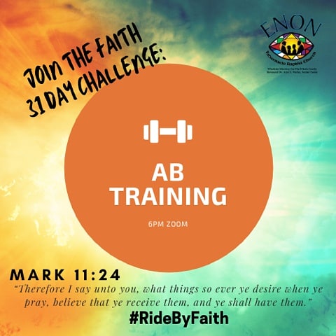 EnonTab's tweet photo. 31 Day Faith Challenge - Day 6 Virtual training this evening 6pm open to all. #ridebyfaith Bailey Vernell is our trainer. Link jon FB join as early as 5:45pm, invite a friend. It's ask the trainer, only the trainer is visible. #training #ridingthewave #enontab https://t.co/LbEHAv7Bgg